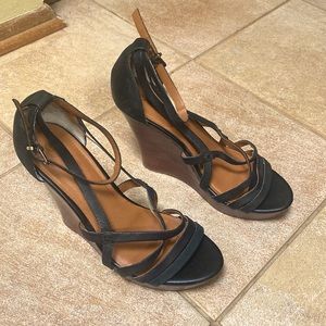 Strappy black platform Seychelles heels